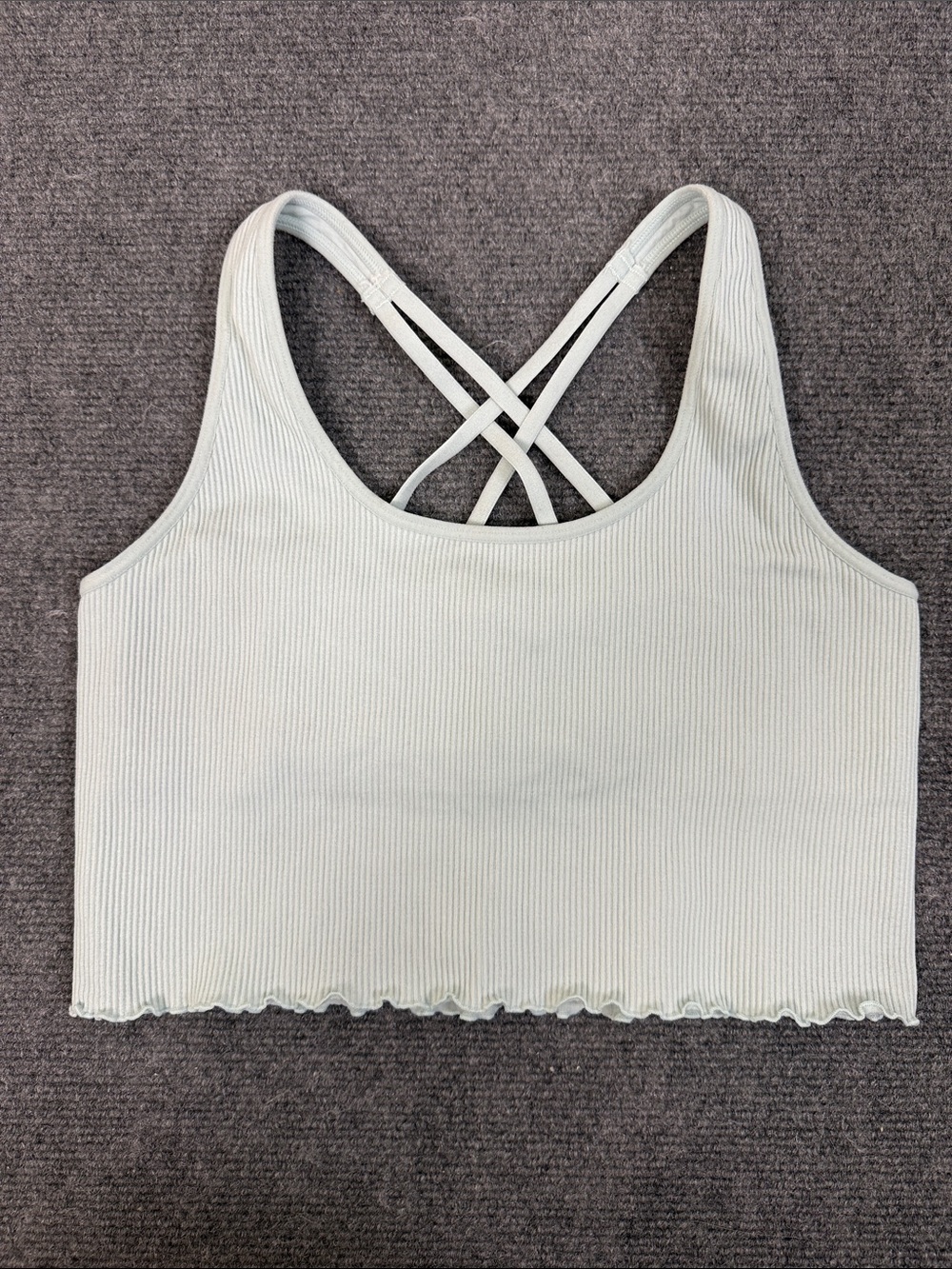 Women’s Ribbed Crisscross Back Crop Top - Light Mint (T3)